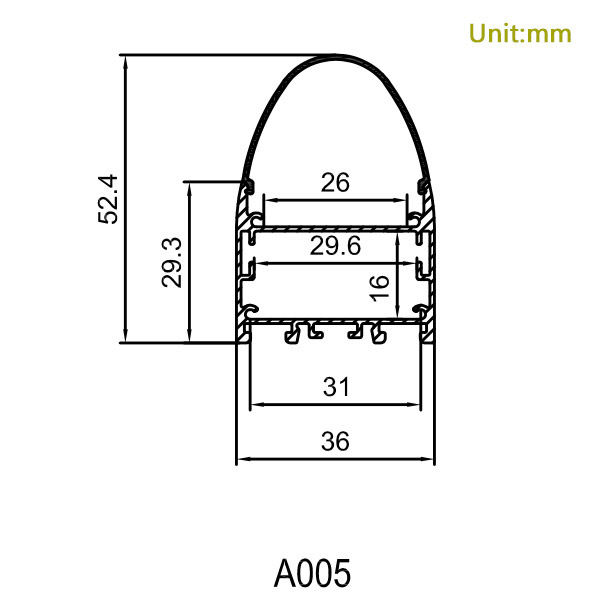 Linear Aluminum Black LED Strip Profile With White Arch Light Cover, 34mm Inner Linear Aluminum Black LED Strip Profile With White Arch Light Cover, 34mm Inner